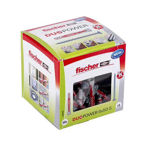 Fischer Chevilles Duopower avec vis - Boîte de 50