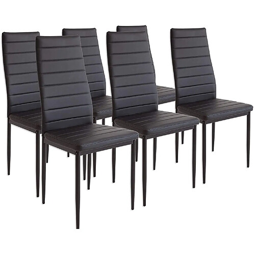 Sinlikon Lot de 6 Chaise Cuisine, Chaise de Salle à Manger, Dossier Haut de la Cuisine, Chaise de Salle à Manger Confortable et Durable - Noir (6)