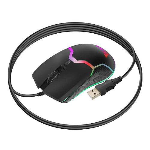 Swissten Souris Gamer pour PC Rétroéclairage RGB 800-7200 DPI avec 6 boutons Noir
