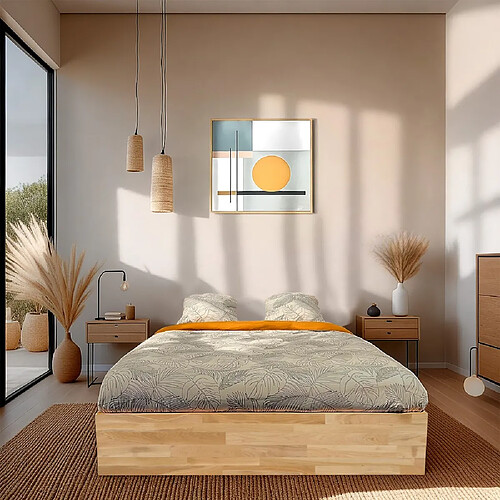 Le Quai Des Affaires Lit coffre 160x200cm BEN + sommier/ Chêne massif huilé