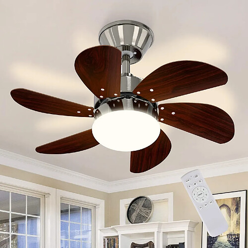 NETTLIFE Ventilateur de plafond blanc avec éclairage, télécommande, silencieux, avec minuterie, 6 pales, pour chambre à coucher