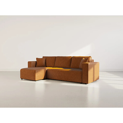 Bestmobilier Topaze - canapé d'angle réversible 4 places convertible avec coffre en simili