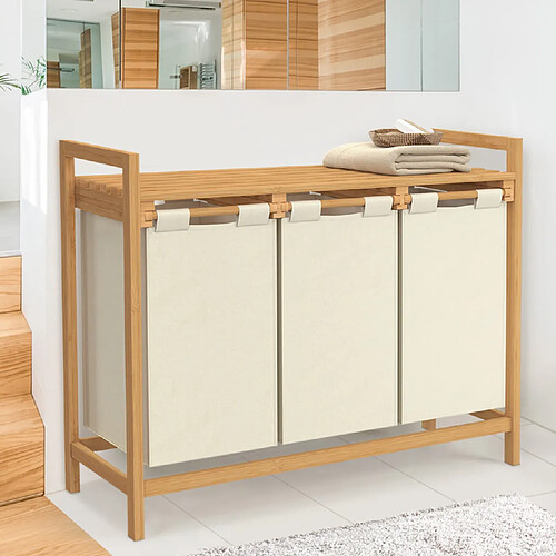 Idmarket PANIER LINGE 3 BACS BAMBOU BEA