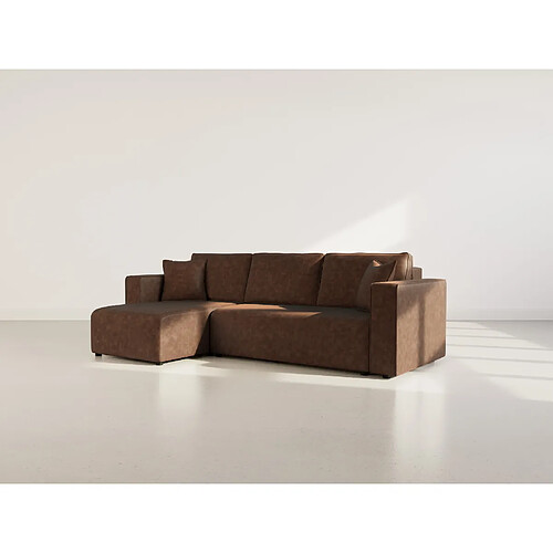 Bestmobilier Topaze - canapé d'angle réversible 4 places convertible avec coffre en simili