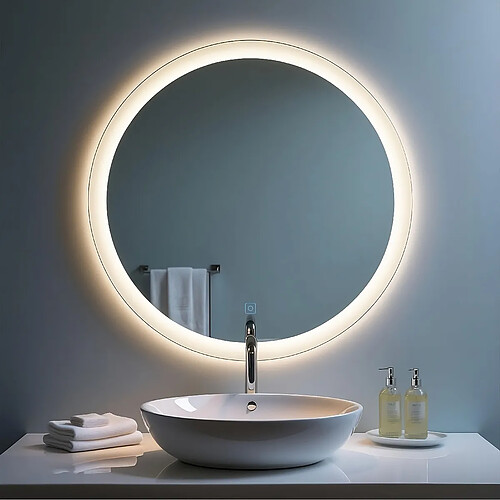 Miroir LED rond pour salle de bain de diamètre 120cm avec éclairage LED lumière froide SANILAND