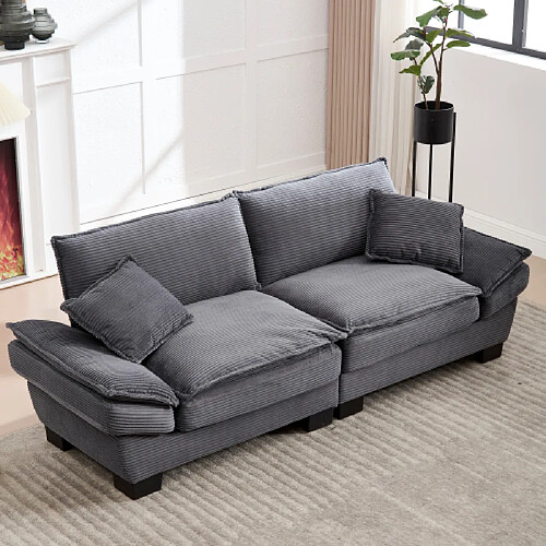 Okwish Canapé droit 2 places - Gris foncé
