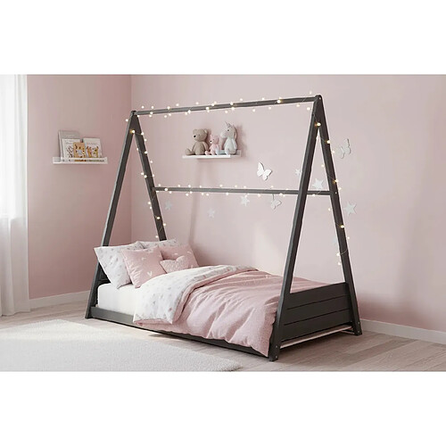 Homy France Lit pour enfant Gris 90x190 cm TIPI