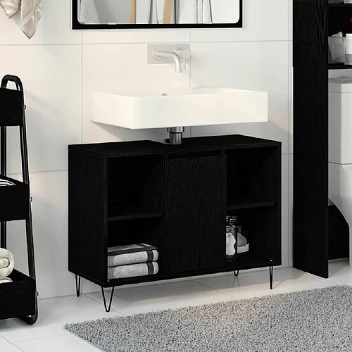 vidaXL Cabinet de salle de bain Noir 80 x 33 x 60 cm Bois d'ingénierie