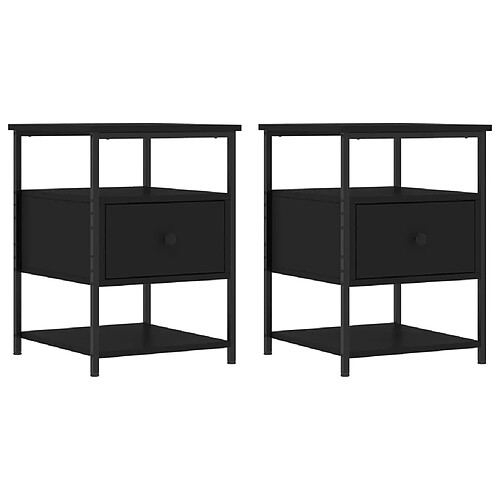 Decoshop26 lot de 2 tables de chevet avec tiroir - Noir