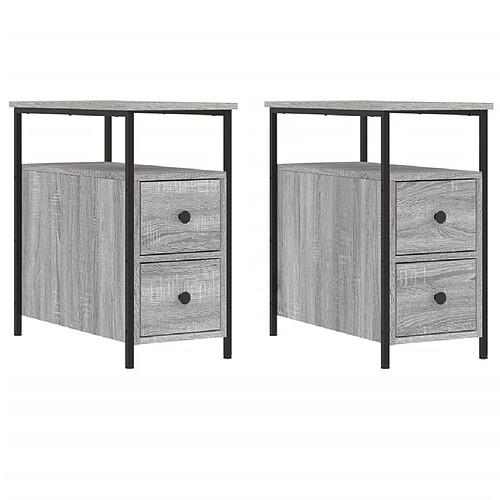 Decoshop26 Lot de 2 tables de chevet - Gris