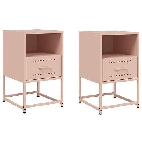 Decoshop26 lot de 2 tables de chevet - Rose