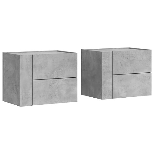 Decoshop26 Lot de 2 chevets muraux - Gris
