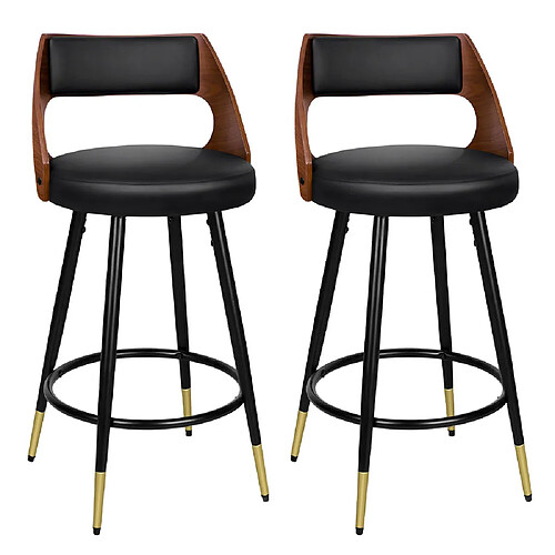 ALFORDSON Pivot Tabourets de Bar Morgan Cuisine Bois Salle à Manger Chaise Noir