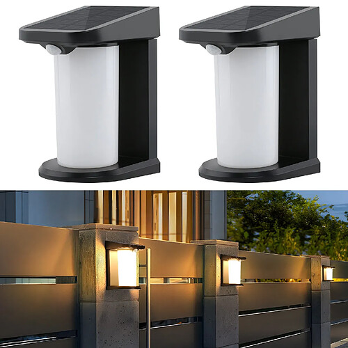 Lampes solaires d'extérieur NETTLIFE avec détecteur de mouvement - 2 appliques murales solaires 2 modes, éclairage extérieur étanche 3000 K