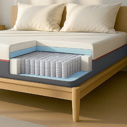 The White Stone Matelas 180x200 Ressorts Ensachés et Memory Foam | Hauteur 30 cm | Ergonom