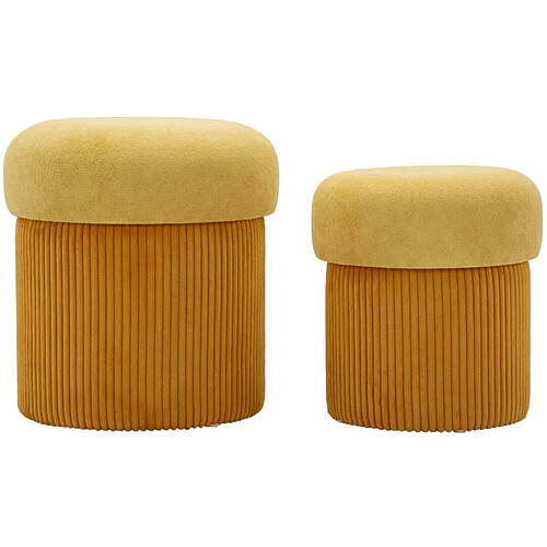 Mauro ferretti Poufs avec rangement lot de 2 - Moutarde