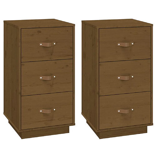 Decoshop26 Lot de 2 tables de chevet - Marron