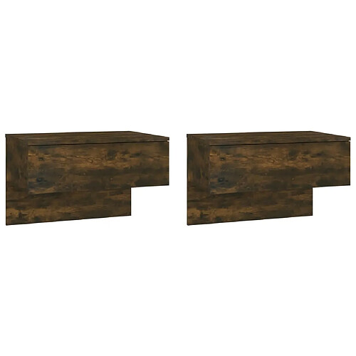 Decoshop26 Lot de 2 chevets muraux avec tiroir - Chêne