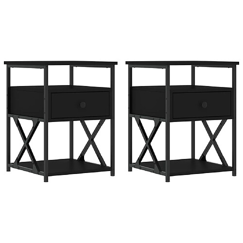 Decoshop26 lot de 2 tables de chevet - Noir