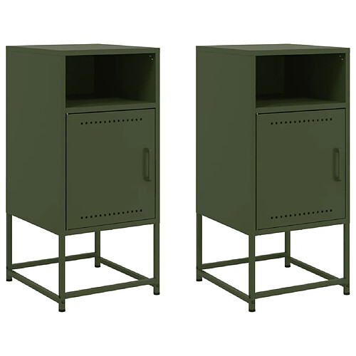 Decoshop26 Lot de 2 tables de chevet métal - Olive
