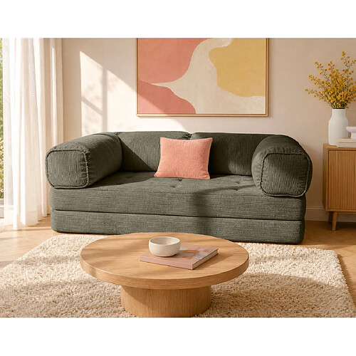 Lisa Design Poppy - canapé 3 places convertible en velours côtelé
