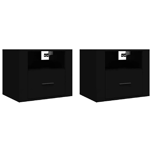 Decoshop26 lot de 2 tables de chevet murales - Noir