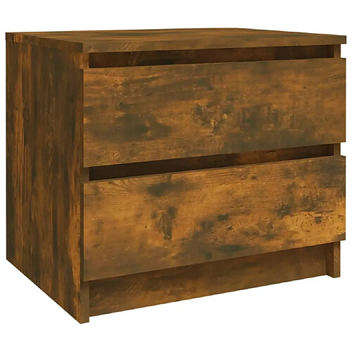 Decoshop26 Table de chevet 2 tiroirs - Chêne