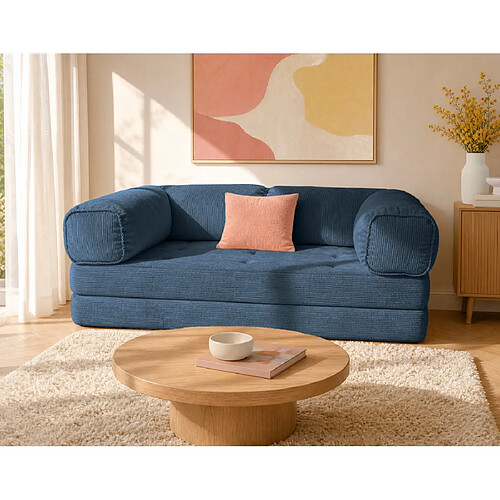 Lisa Design Poppy - canapé 3 places convertible en velours côtelé