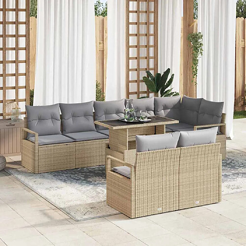 vidaXL Ensemble de canapé de jardin 9 pcs beige et gris clair