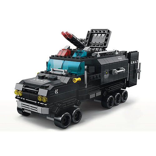 Avizar Jeu Construction 6 en 1 Thème Police 1000 Briques avec Camion SWAT Armé Noir