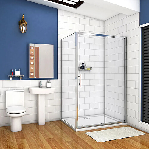 Aica Sanitaire Aica Cabine De Douche 100x90cm Porte Coulissante Plus Une Paroi Latérale Hauteur :190cm