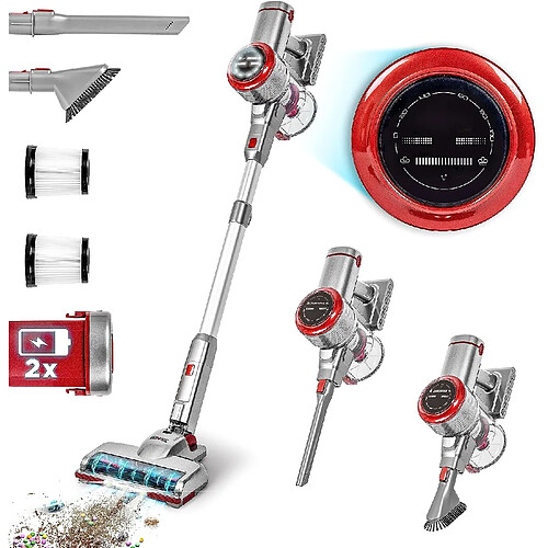 Aspirateur Balai sans fil 220W 2x Batteries Lithium rechargeables Filtre HEPA Duronic VC28