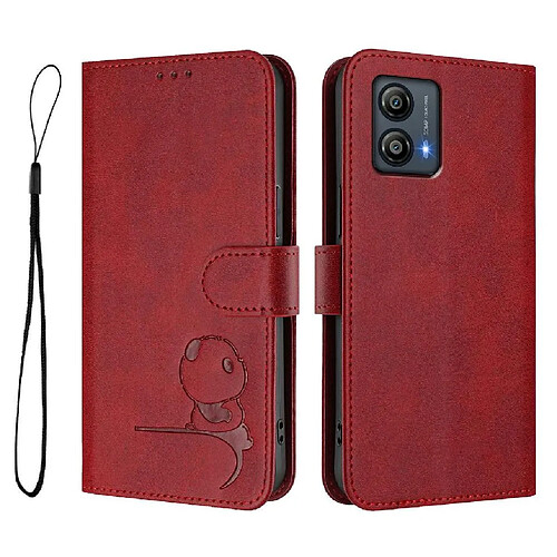 Motorola MOTO G53 5G de Étui Pour de téléphone Blocage RFID Cuir PU Flip Folio Support de baillou pour fentes à cartes Magnétique FOXDOCK Rouge