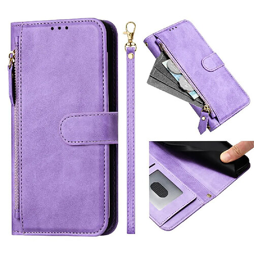 Flip Étui Pour Huawei P60 PRO Titulaire de la carte Fermeture éclair Cuir PU Magnétique GANGXUN Violet