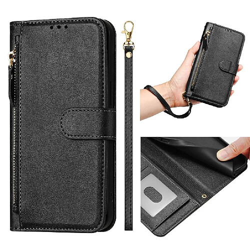 Xiaomi Poco X6 Pro Étui Pour flip Cuir PU Magnétique Fermeture éclair Titulaire de la carte GANGXUN Noir