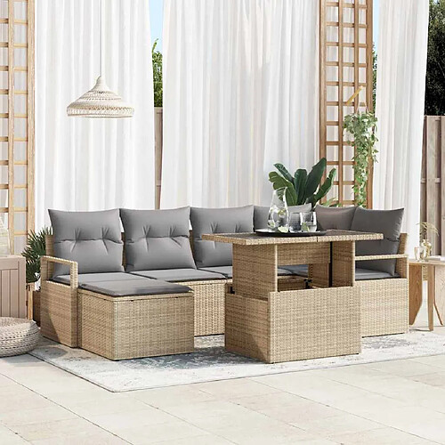 vidaXL Ensemble de canapé de jardin 7 pcs beige et gris clair