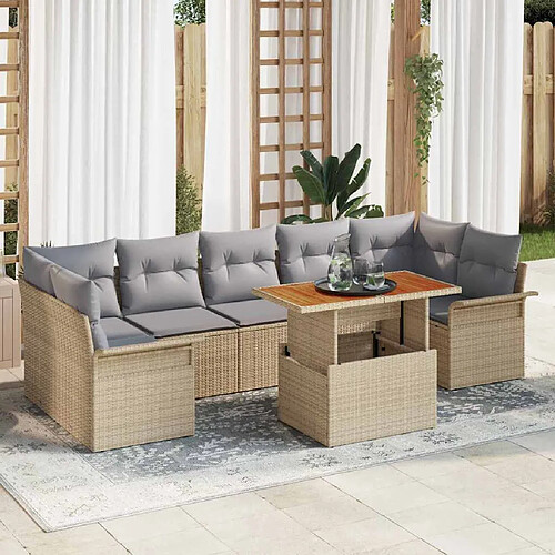 vidaXL Ensemble de canapé de jardin 8 pcs beige et gris clair