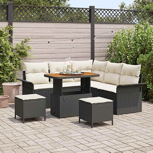 vidaXL Ensemble de canapé de jardin avec coussin 8 pcs Noir et Crème