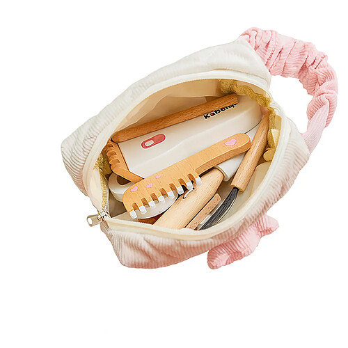 Avizar Set Coiffure en Bois 14 pièces avec Trousse Tissu pour Enfant Ludique Multicolore