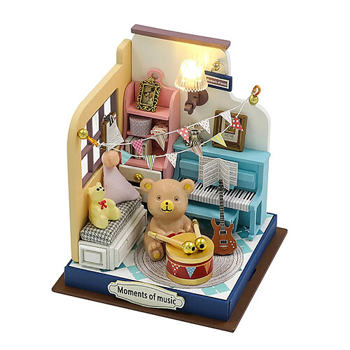 Avizar Mini Chambre Musicale DIY à Construire avec Lumière LED et Accessoires Multicolore
