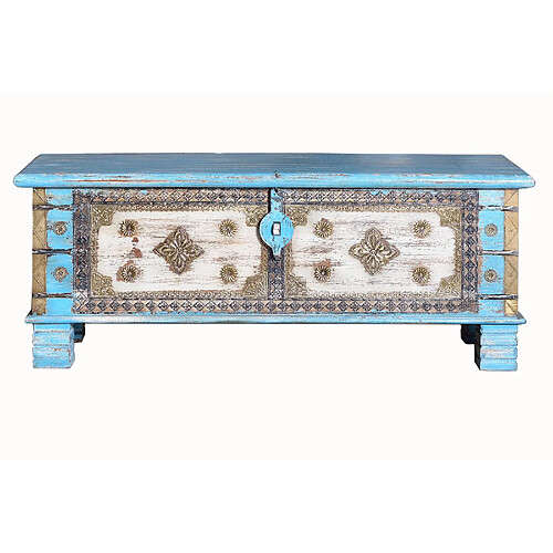 Giner y colomer Coffre bois vintage - Bleu vieilli