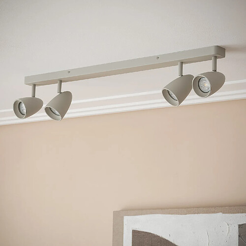 Ledkia Applique Aluminium Rectangulaire Adrien 4 Spots Gris Pierre