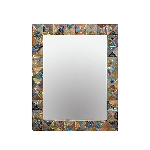 GINER Y COLOMER Miroir Exclusif En Bois Recyclé Multicolore