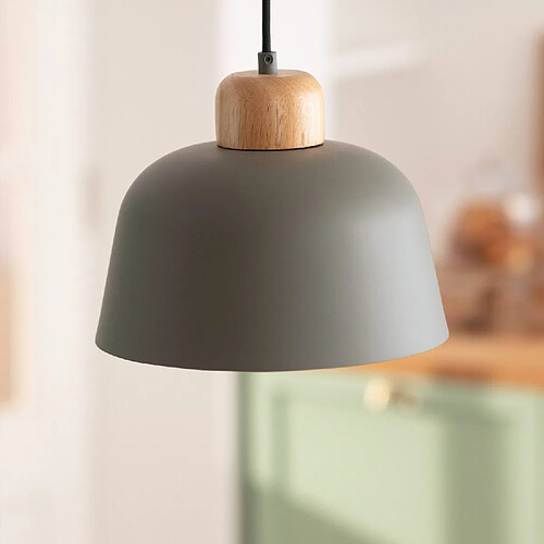 Ledkia Suspension Wawak métal et bois - Vert gris