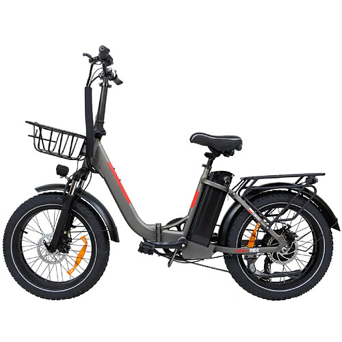 BowAI Vélo Électrique Pliable 20", Moteur 48V/750W, Batterie Amovible 48V13Ah, 7 Vitesses SHIMANO, Freins à Disque, 40-50 km, Gris