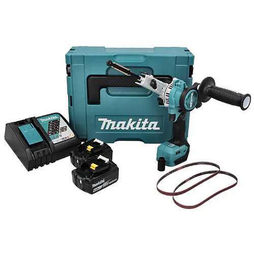 Makita DBS 180 RGJ lime à bande sans fil 18 V 9 x 533 mm Brushless + 2x batterie 6,0 Ah + chargeur + Makpac