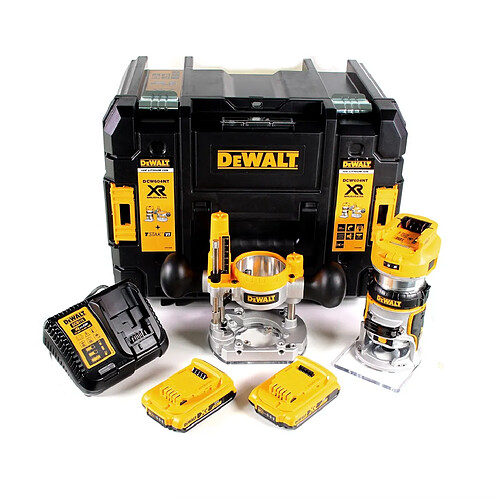DeWalt DCW 604 D2 Fraiseuse combinée sans fil 18V 55mm in + 2x batteries 2,0 Ah + 1x chargeur rapide en TSTAK