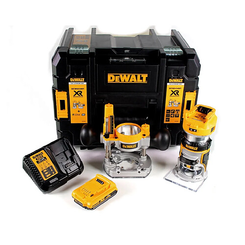 DeWalt DCW 604 D1 Fraiseuse combinée sans fil 18V 55 mm + 1x batterie 2,0 Ah + 1x chargeur rapide en TSTAK
