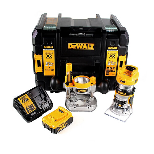 DeWalt DCW 604 P1 Fraiseuse combinée sans fil 18V 55mm + 1x batterie 5,0Ah + chargeur + TSTAK