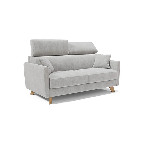 Divani.store Francy Canapé lit avec têtières réglables 180 cm (mat. 140x197) Gris